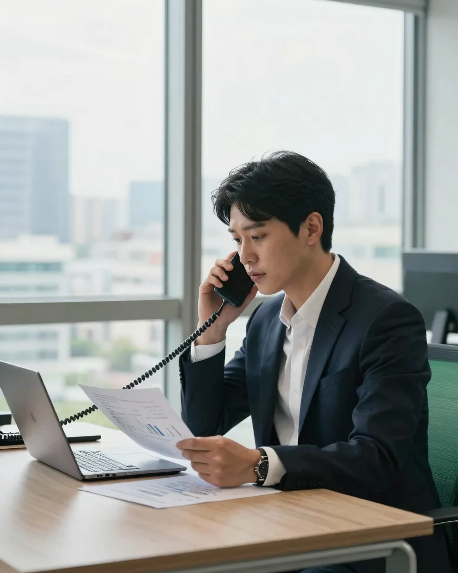 Realistic corporate photo in Yeoksam-dong, Gangnam, Seoul: a Kore